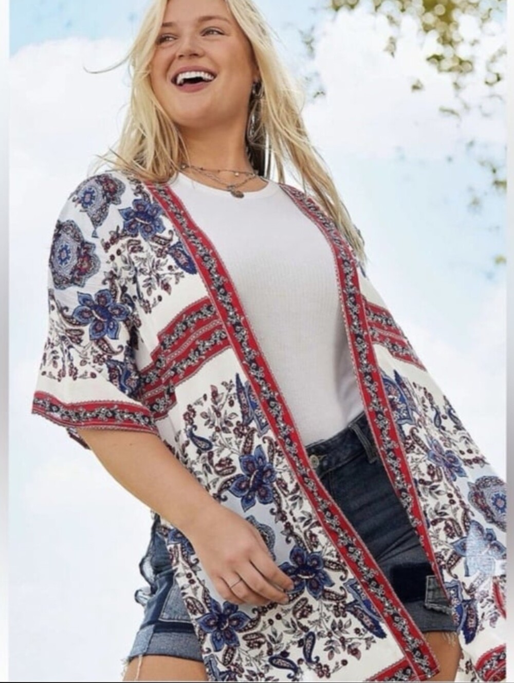 NWT Maurices Americana Border Kimono